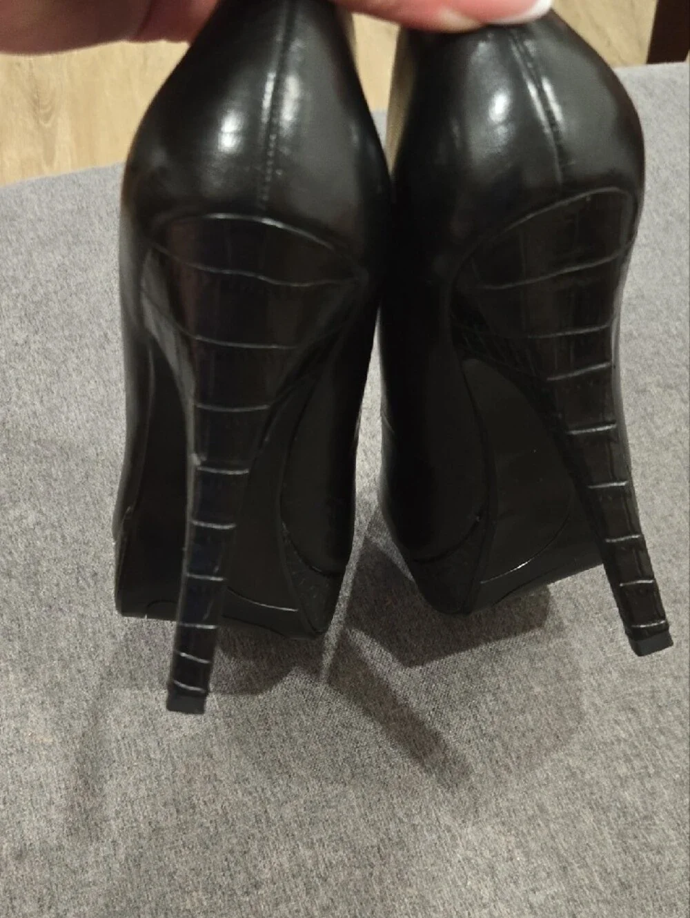 Nine West Black Leather Square-Toe Pumps